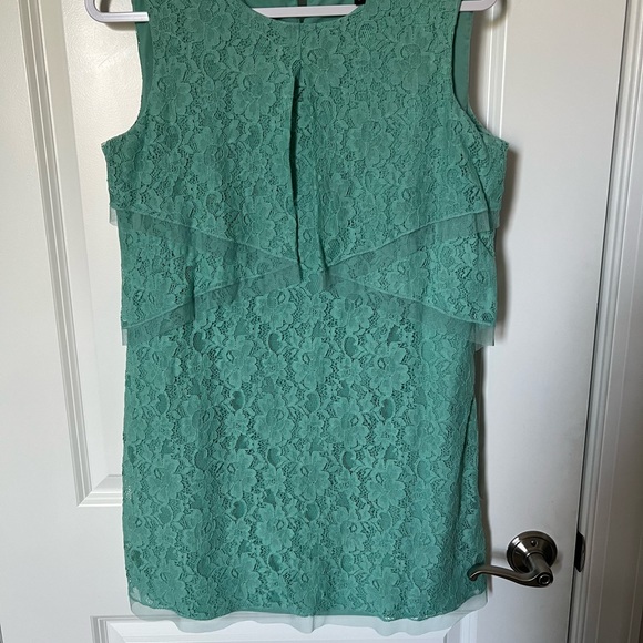 WOMEN’S BCBG MAX AZRIA LIGHT GREEN LACE MINI DRESS Cotton Blend Sz M - Picture 6 of 16
